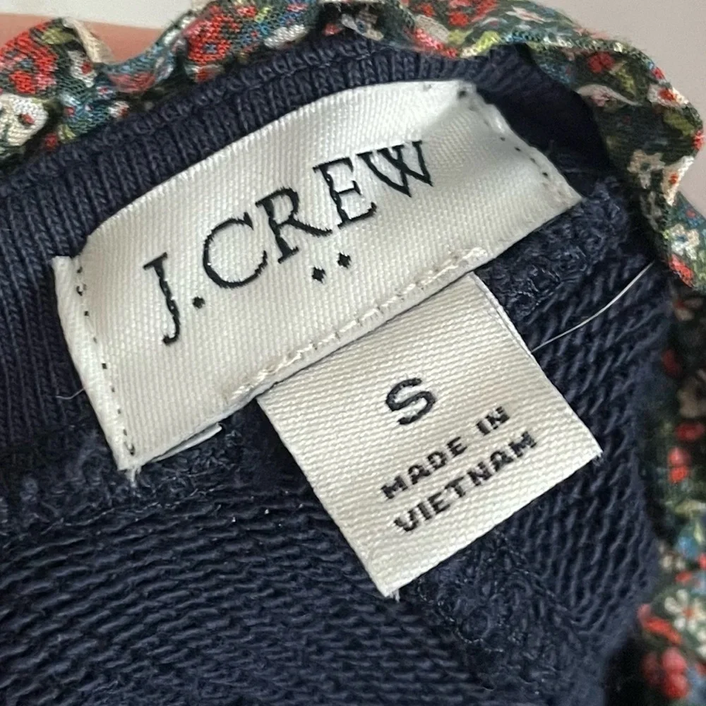J. Crew • Navy Floral Ruffleneck Pullover Sweatshirt